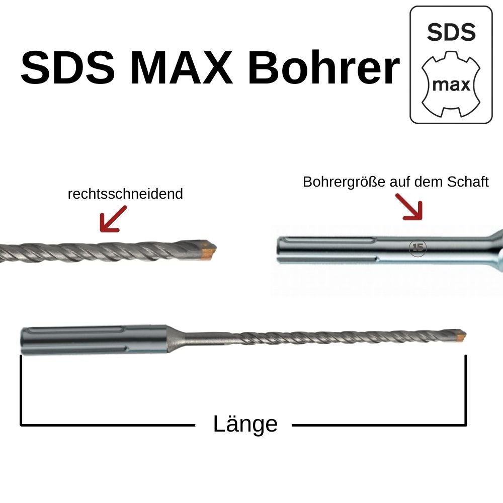 Hammerbor for SDS-MAX 4-skjærer Ø 25, 0mm x 520mm lengde-0