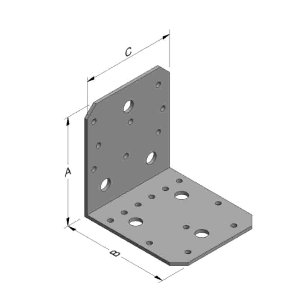 Vinkelbeslag 103 x 103 x 90 x 3 mm uten ribbe-0