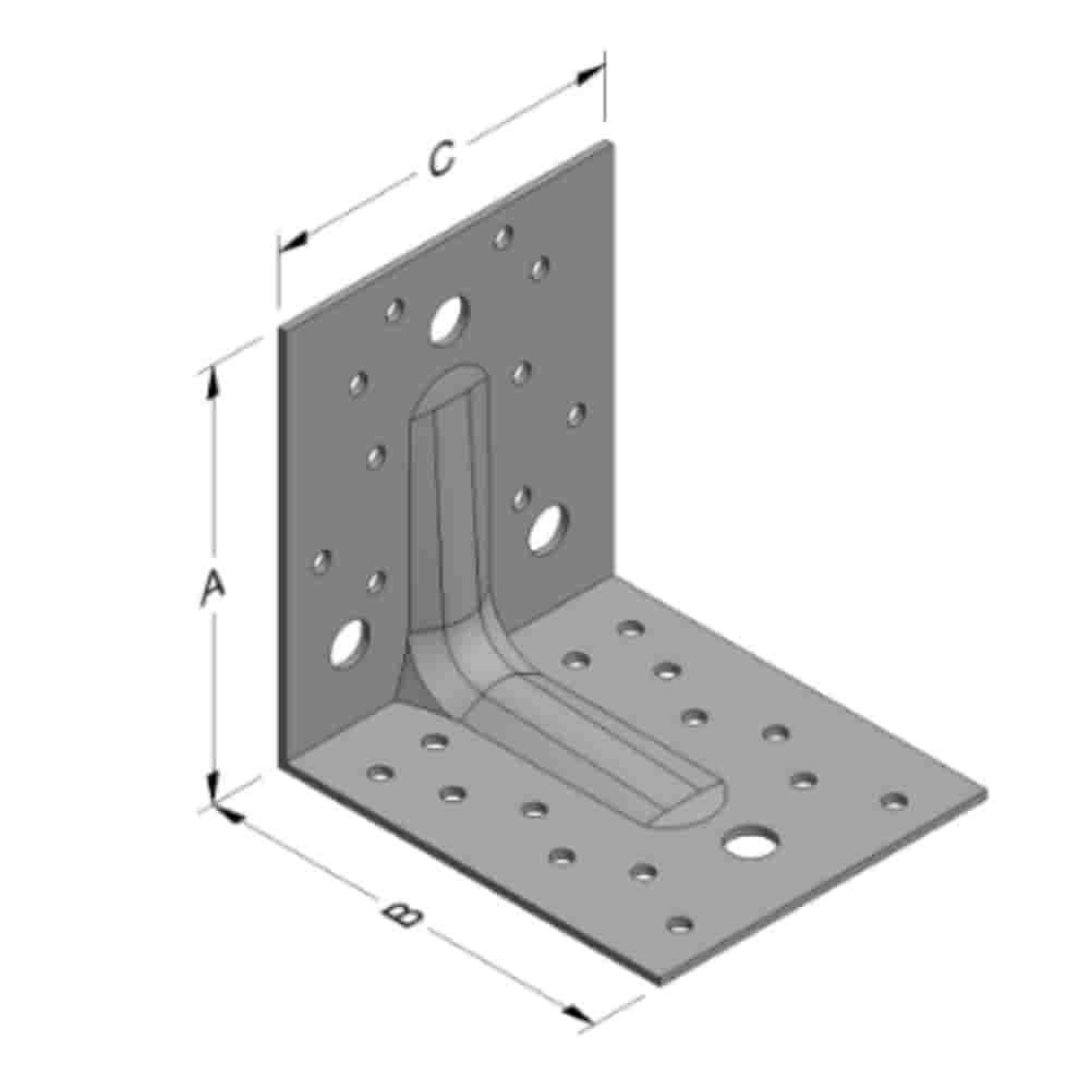 Vinkelbeslag 105 x 105 x 90 x 2 mm med ribbe-0