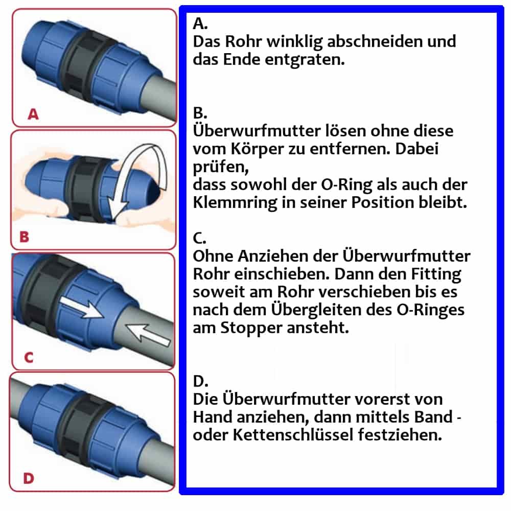 PP PE Rohr Verschraubung T-Stück 3 Verschraubungen 16 x 16 x 16-2