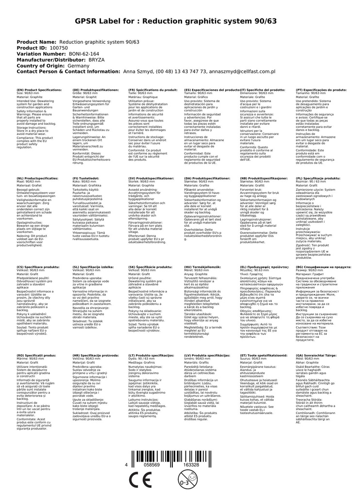 Reduksjon grafitt System 90/63-1