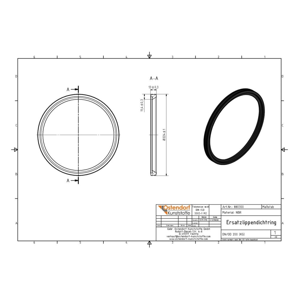 KG NBR Tetning - oljebestandig DN/OD 200 (KG PVC)-2