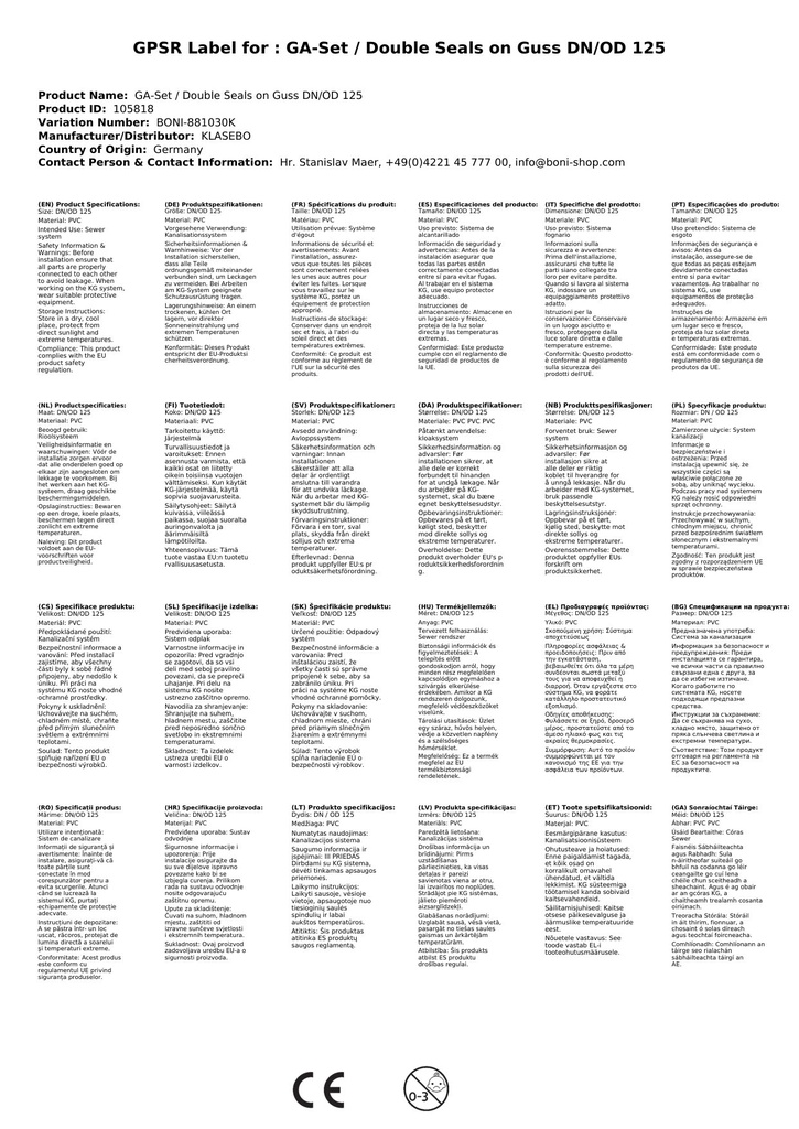 GA-Set / Dobbelpakninger på støpejern DN/OD 125-3