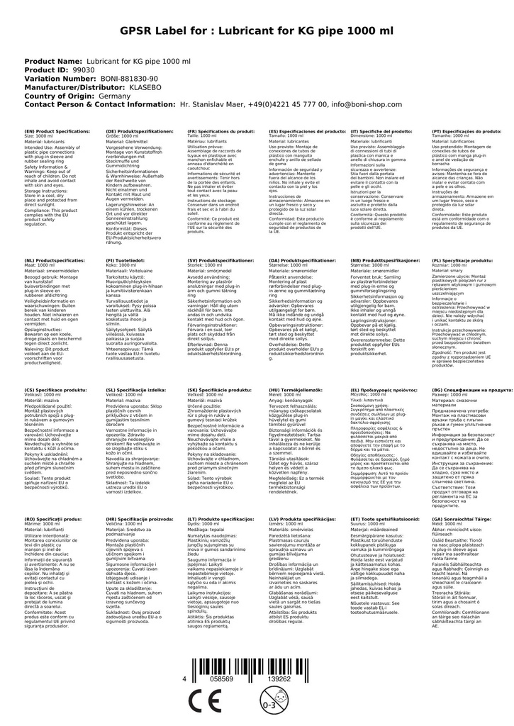 Glidemiddel for KG-rør 1000 ml-0