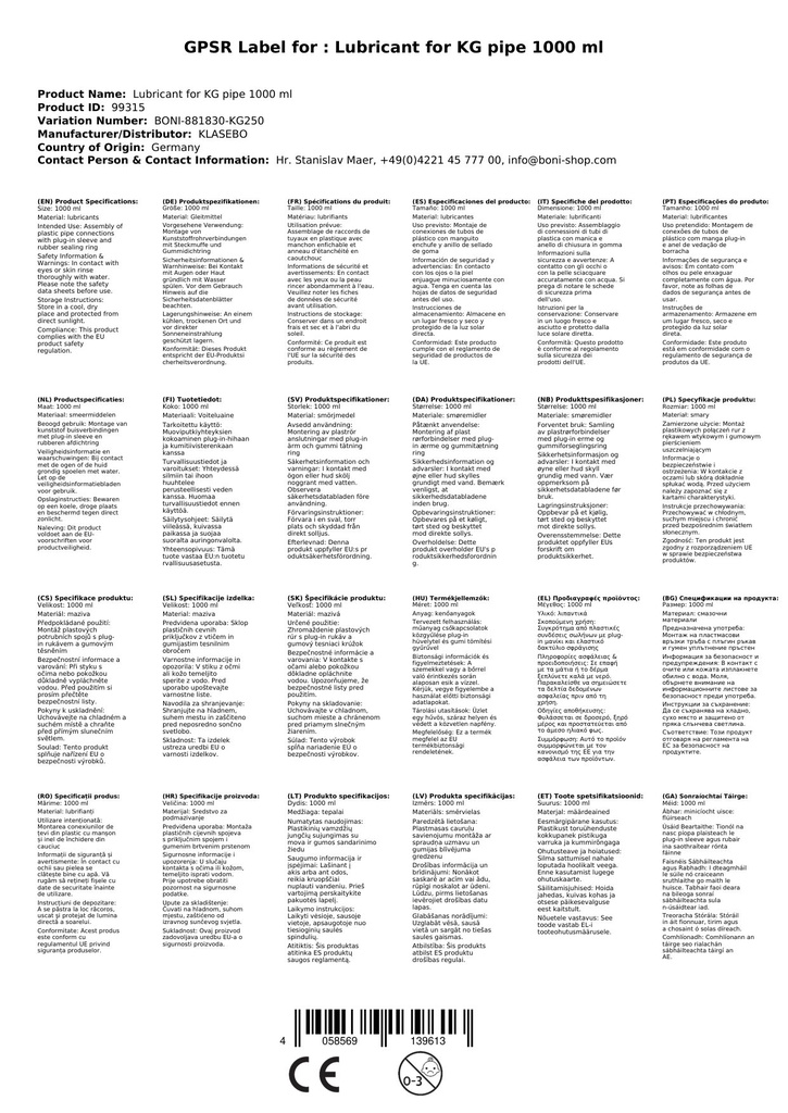 Glidemiddel for KG-rør 1000 ml-0
