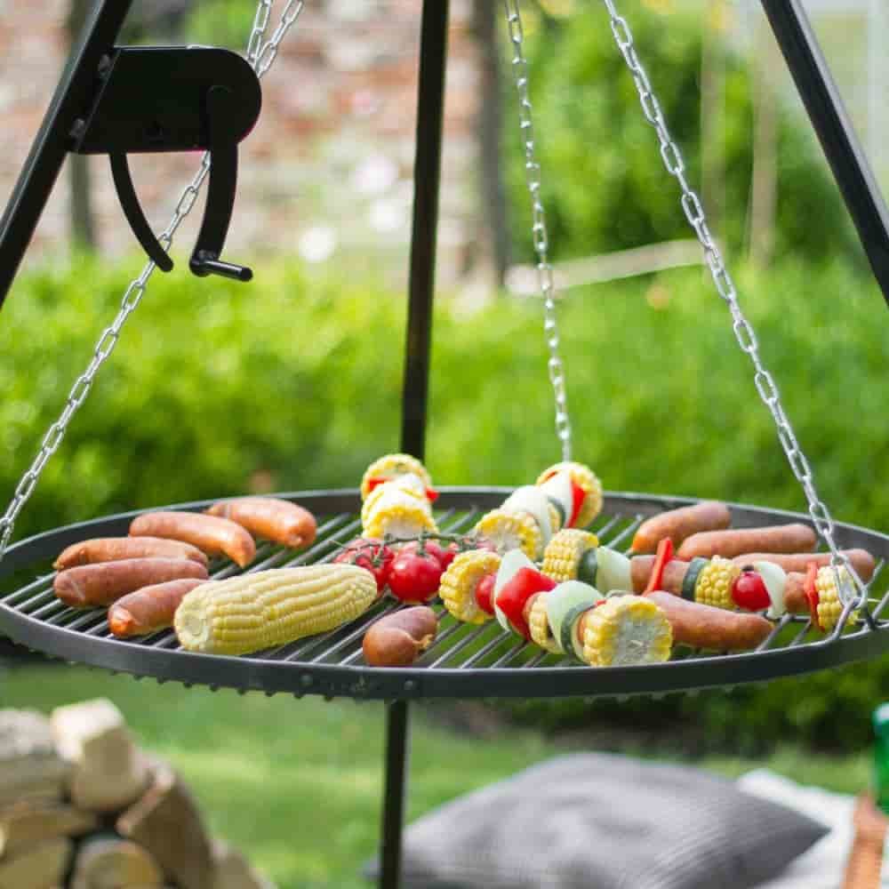 Svinggrill 180 cm + Grillrist i rustfritt stål 50 cm + Sveiv-1