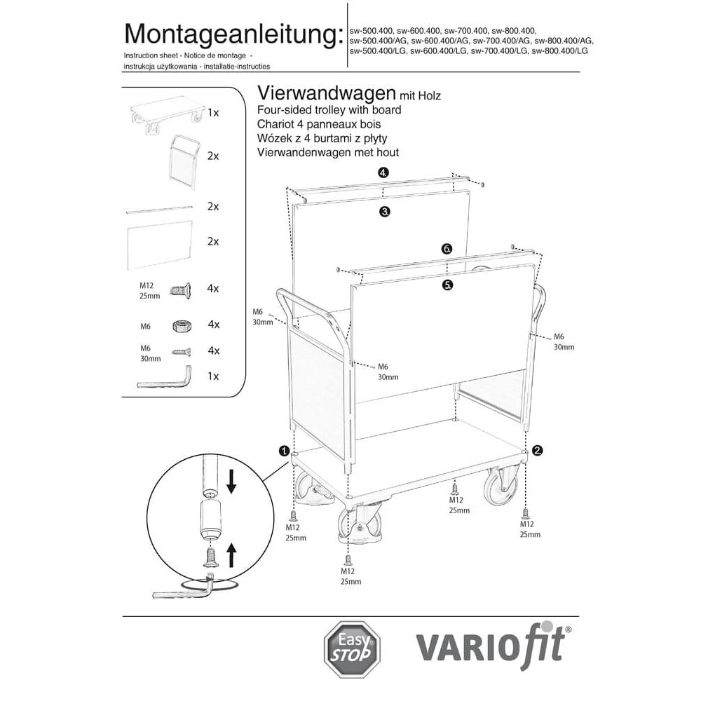 Fireveggsvogn 500 kg Typ M + EasySTOP-0