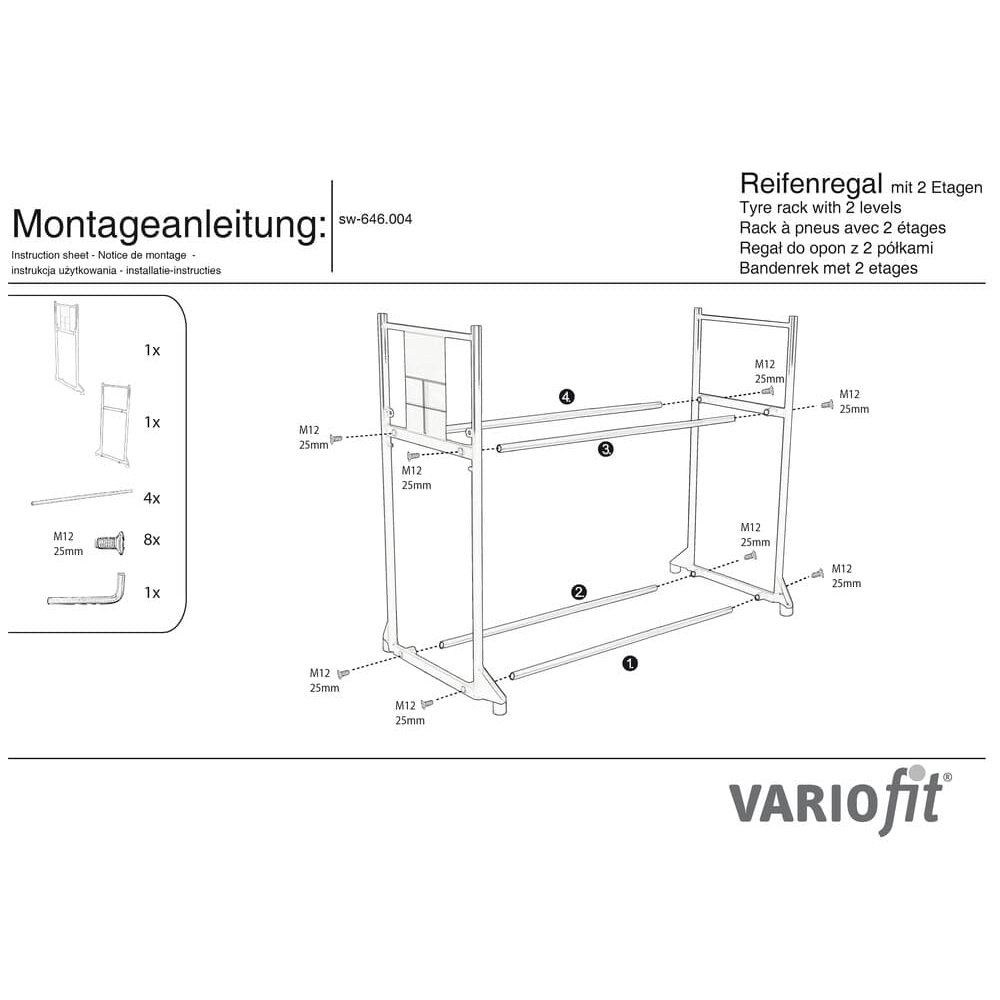 Dekkstativ med 2 nivåer 300 kg 1205 x 780 x 1325 mm-0