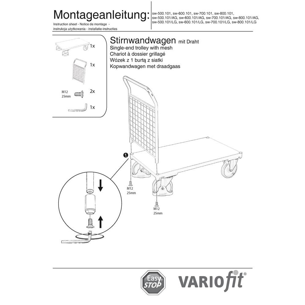 Trådnett Frontveggvogn 500 kg Typ L + EasySTOP-0