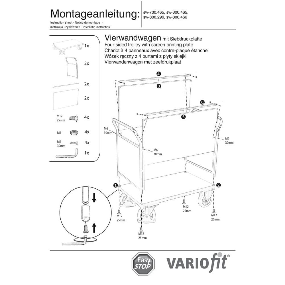 Fireveggsvogn 1000 kg Typ M + EasySTOP-0