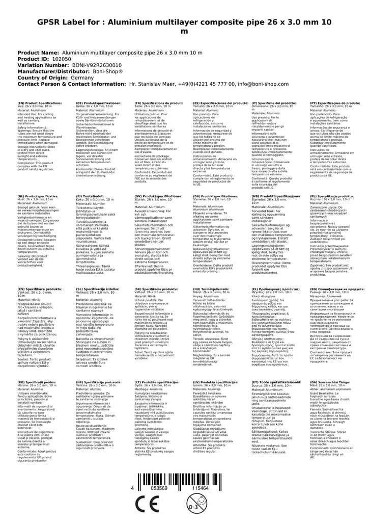 Aluminium-Mehrschichtverbundrohr 26 x 3,0 mm 10 m-3