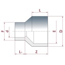 PVC-U Reduksjon lang 40-32mm x 20 mm PN16-0