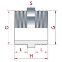 PVC - U AG x AG Doppelnippel 1 1/2"-1