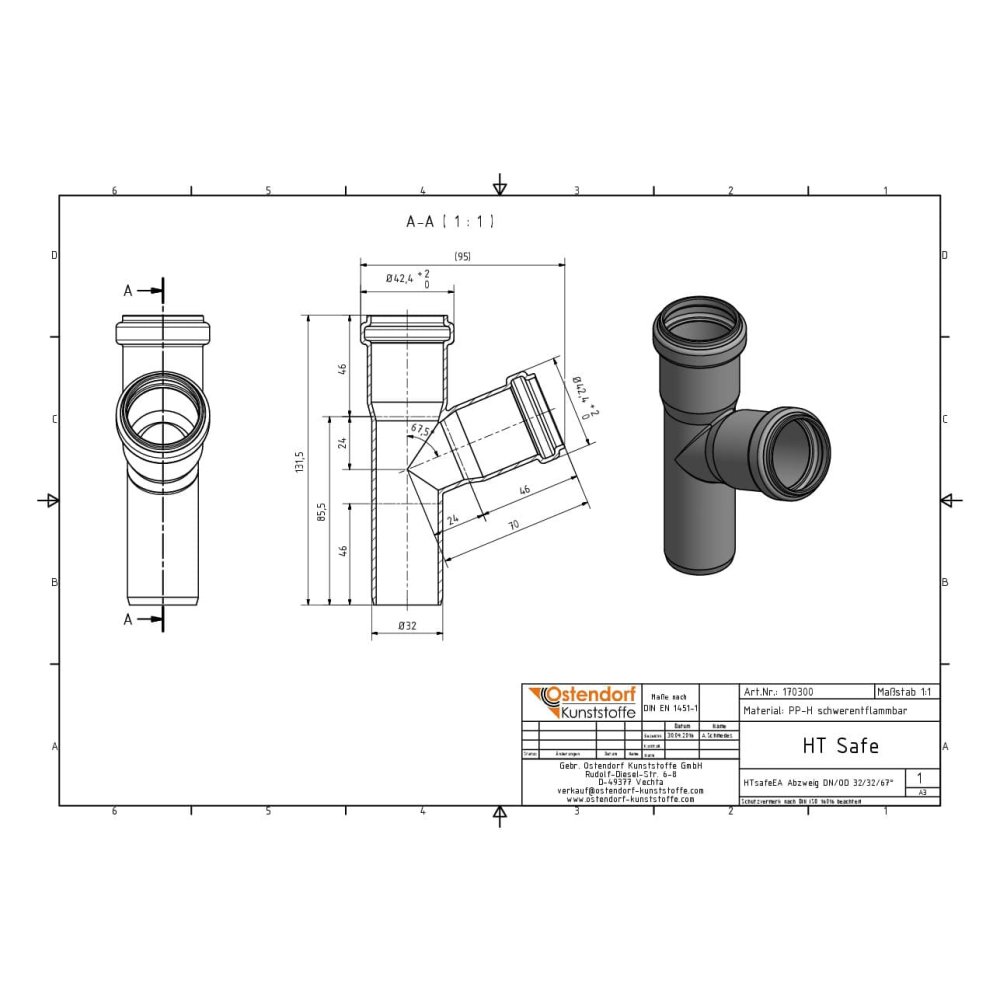 HTsafeEA Avgreining DN/OD 32/32 67 grader-1