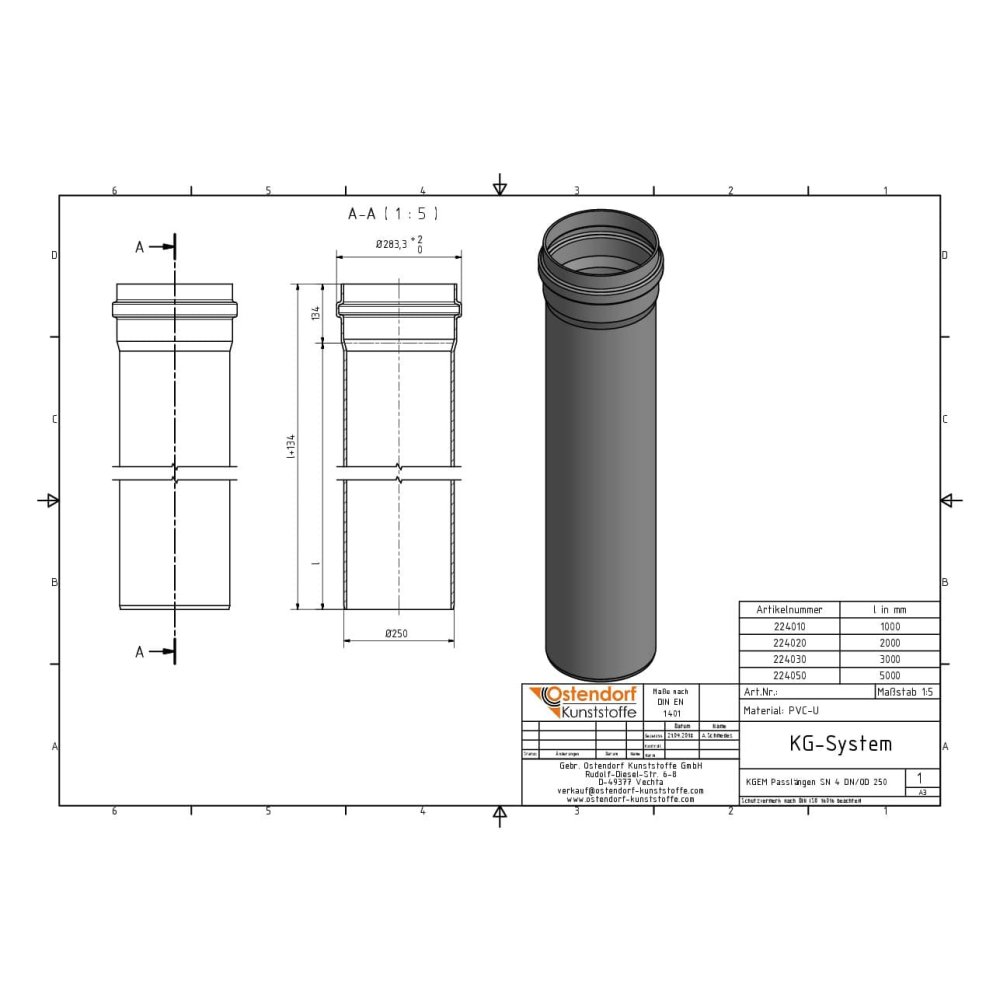 KGEM Rør SN 4 DN/OD 250 x 1000 mm-1