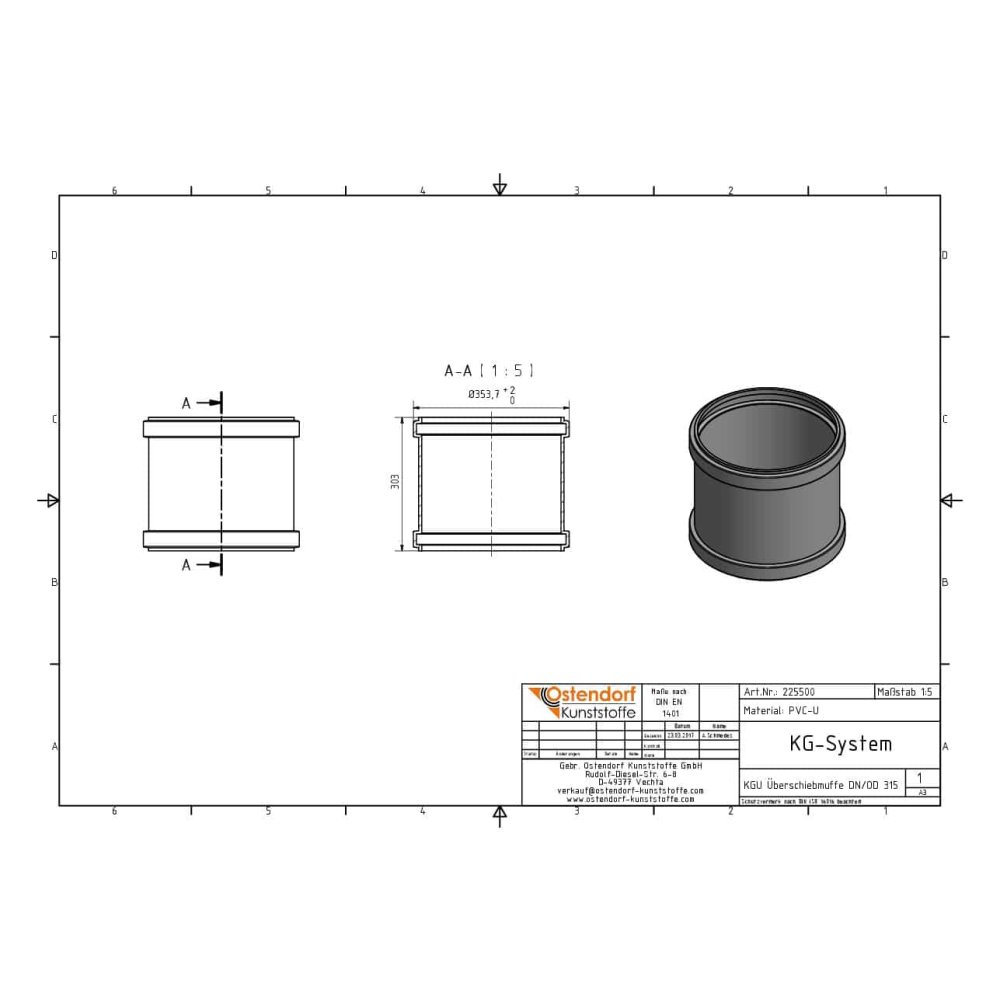 KGU Skyvemuffe DN/OD 315-1