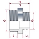 PVC - U Dobbelt nippel redusert AG 3/4" x 1/2"-0