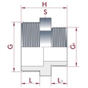 PVC - U Dobbelt nippel redusert AG 2 1/2" x 1 1/4"-0