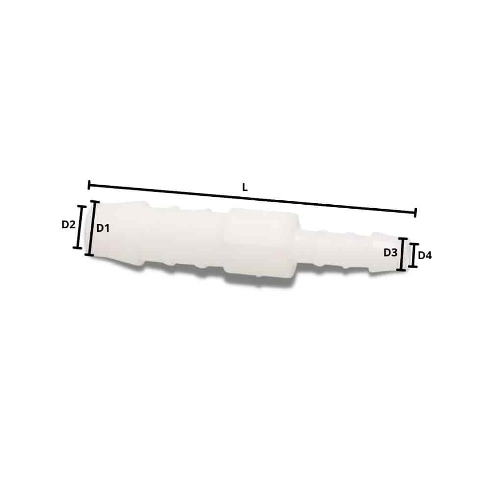 Slangekobling Plast Redusert 4 mm x 3 mm-0