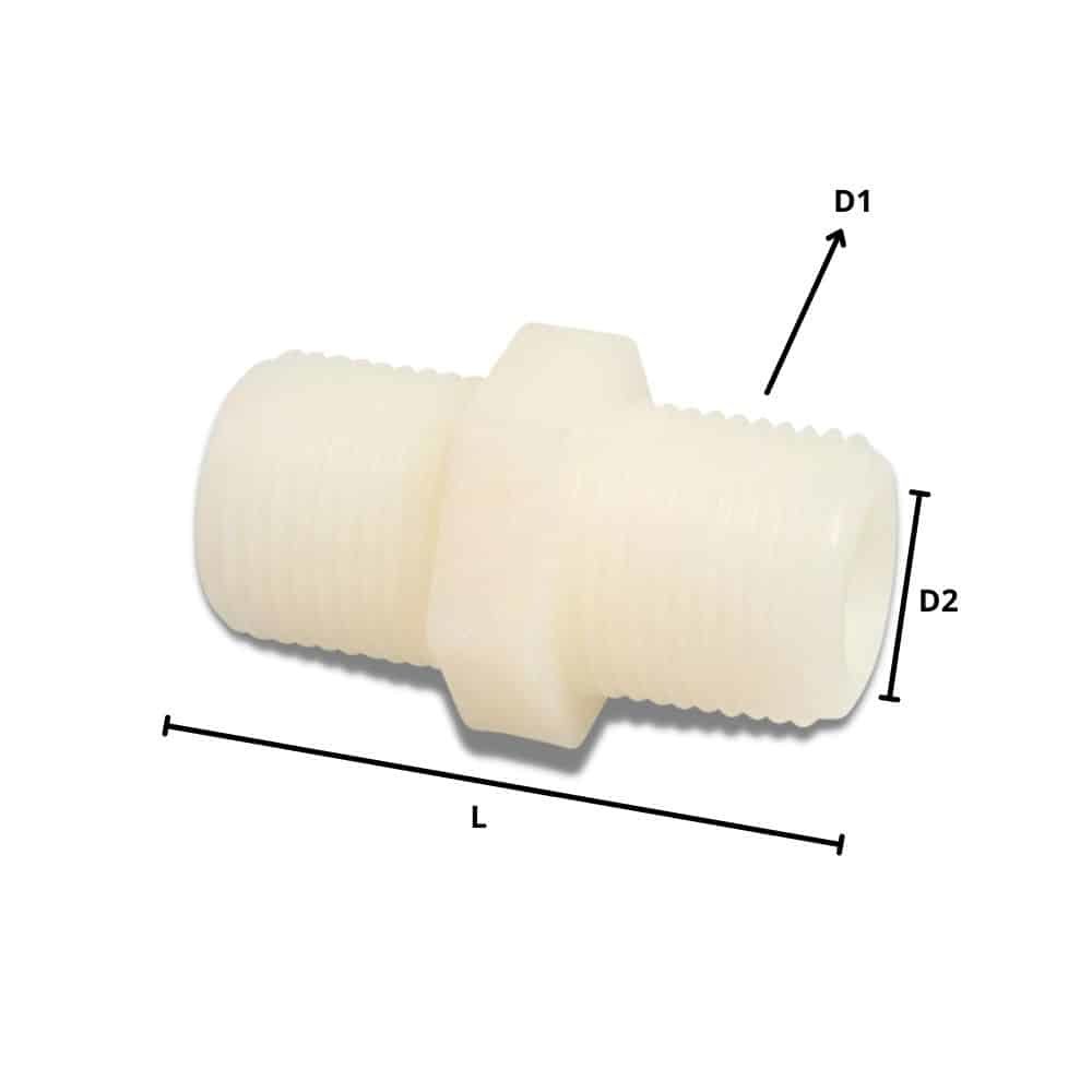 Slangeforbinder Plast Dobbel Nippel 1"-0