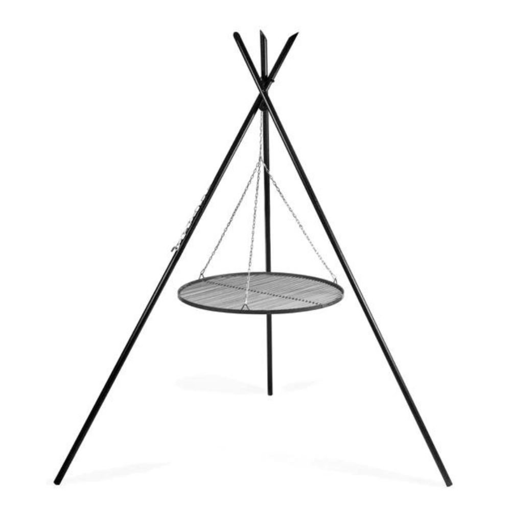 Svinggrill "TIPI" 210 cm + Grillrist 50 cm i naturlig stål