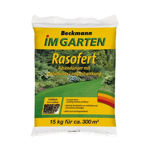 [BONI-10122] 15 kg Plengjødsel Beckmann Rasofert®, organisk-mineralisk for ca. 300 m²