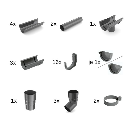 [BONI-62-024E-SET8] Sett Takrenne 8m grafitt System 125