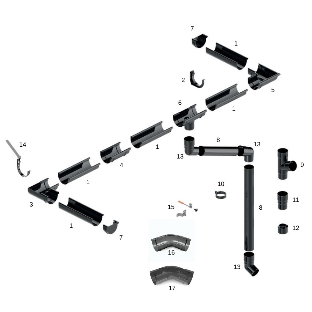 Takrennekappe høyre brun System 125-5