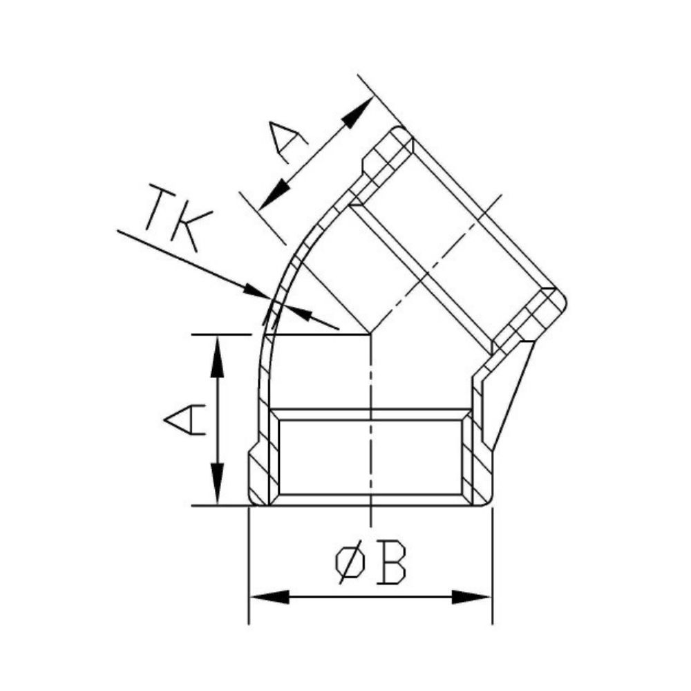 Gjengefitting Rustfritt Stål Vinkel 45° 1 1/4" IG-1