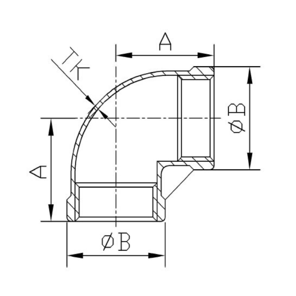 Gjengefitting Rustfritt Stål Vinkel 90° 1 1/2" IG-1