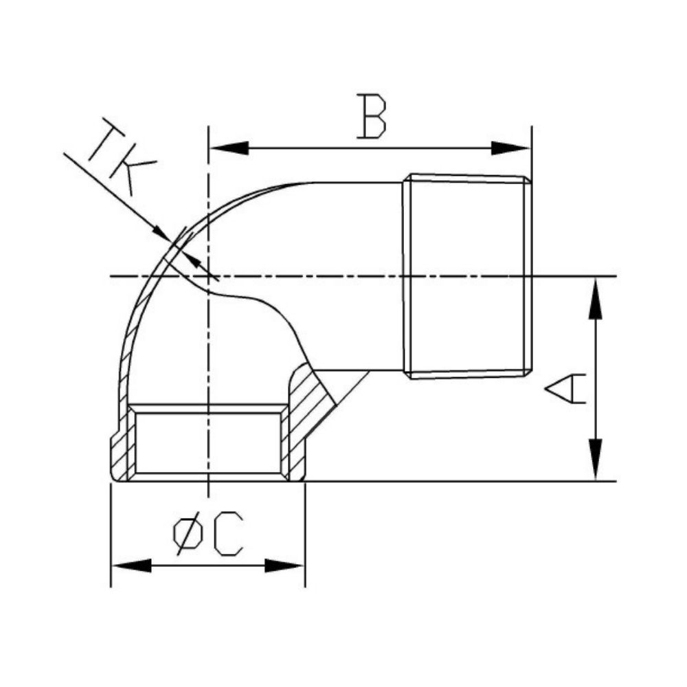 Gjengefitting Rustfritt Stål Vinkel 90° 1 1/4" IG x 1 1/4" AG-1