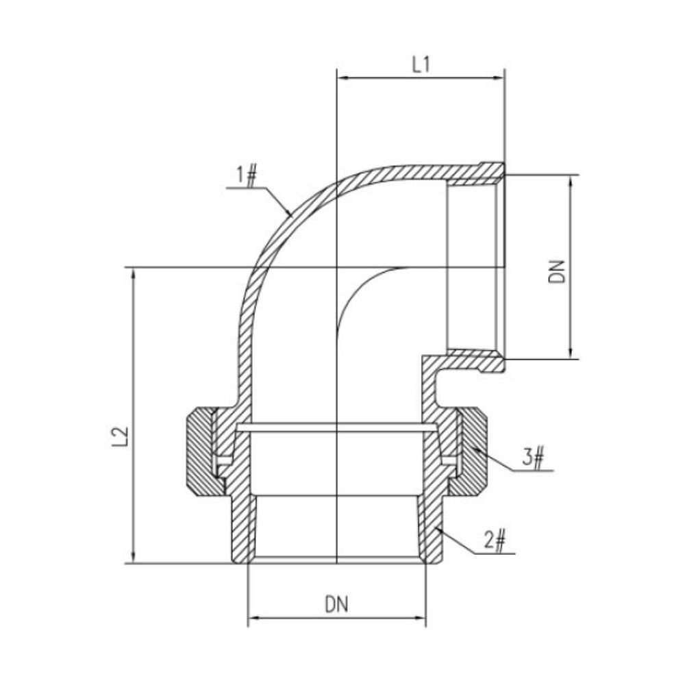 Threaded Fitting Stainless Steel Elbow Union 90° 1" IG Type Conical-1